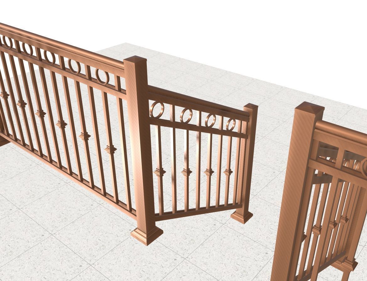 Aluminum deck railings 3D model_3