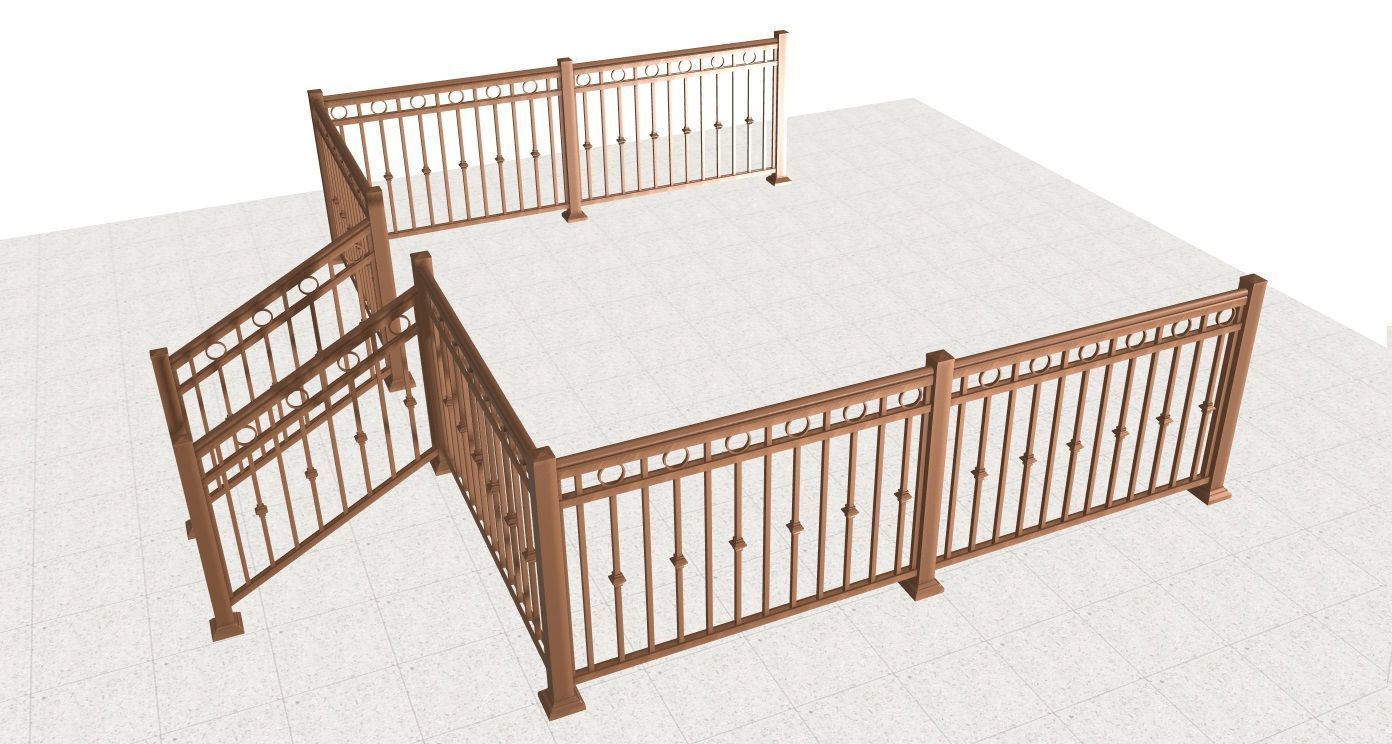 Aluminum deck railings 3D model_1