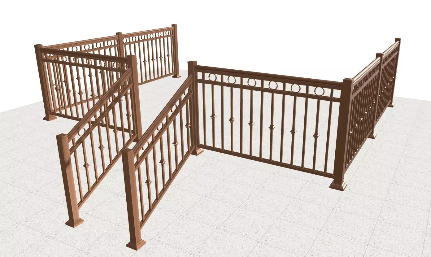 Aluminum deck railings 3D model_0
