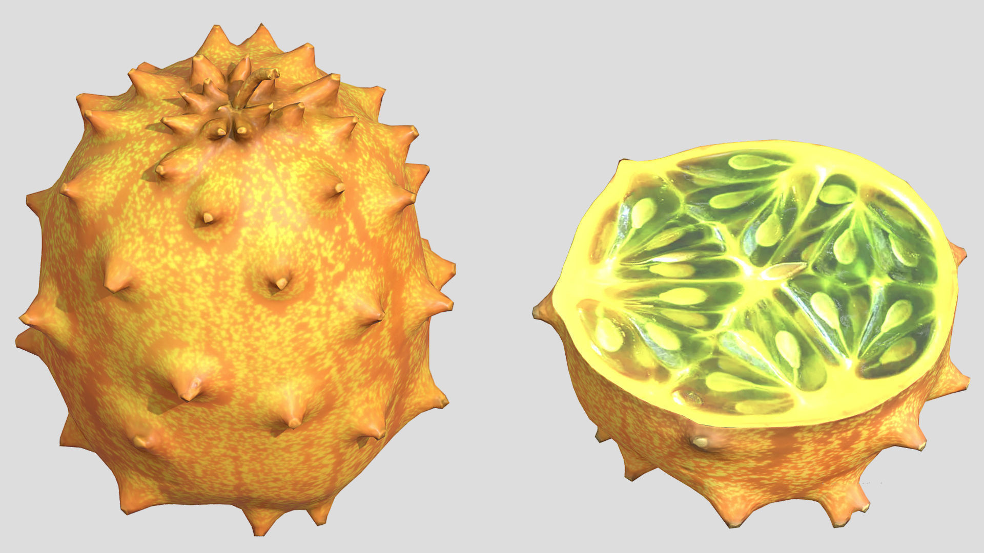 Fruit Horned Melon 02 Low Poly 3D model_1