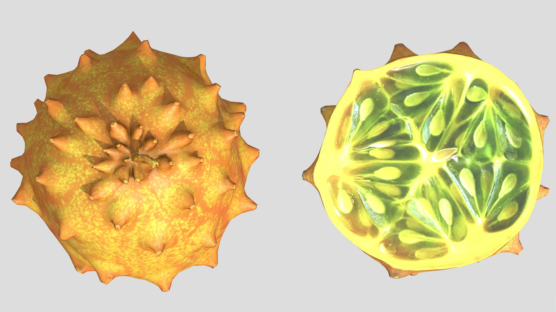 Fruit Horned Melon 02 Low Poly 3D model_3