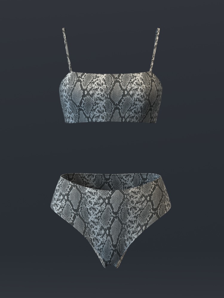 Snakeskin Bandeau and Brief Set 3D model_8