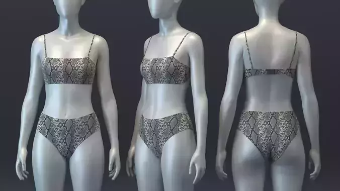 Snakeskin Bandeau and Brief Set