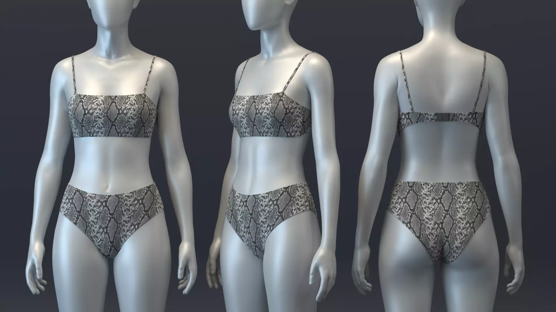Snakeskin Bandeau and Brief Set 3D model_0