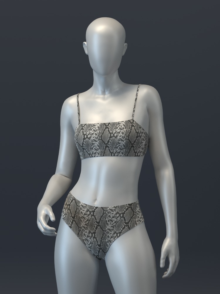 Snakeskin Bandeau and Brief Set 3D model_4