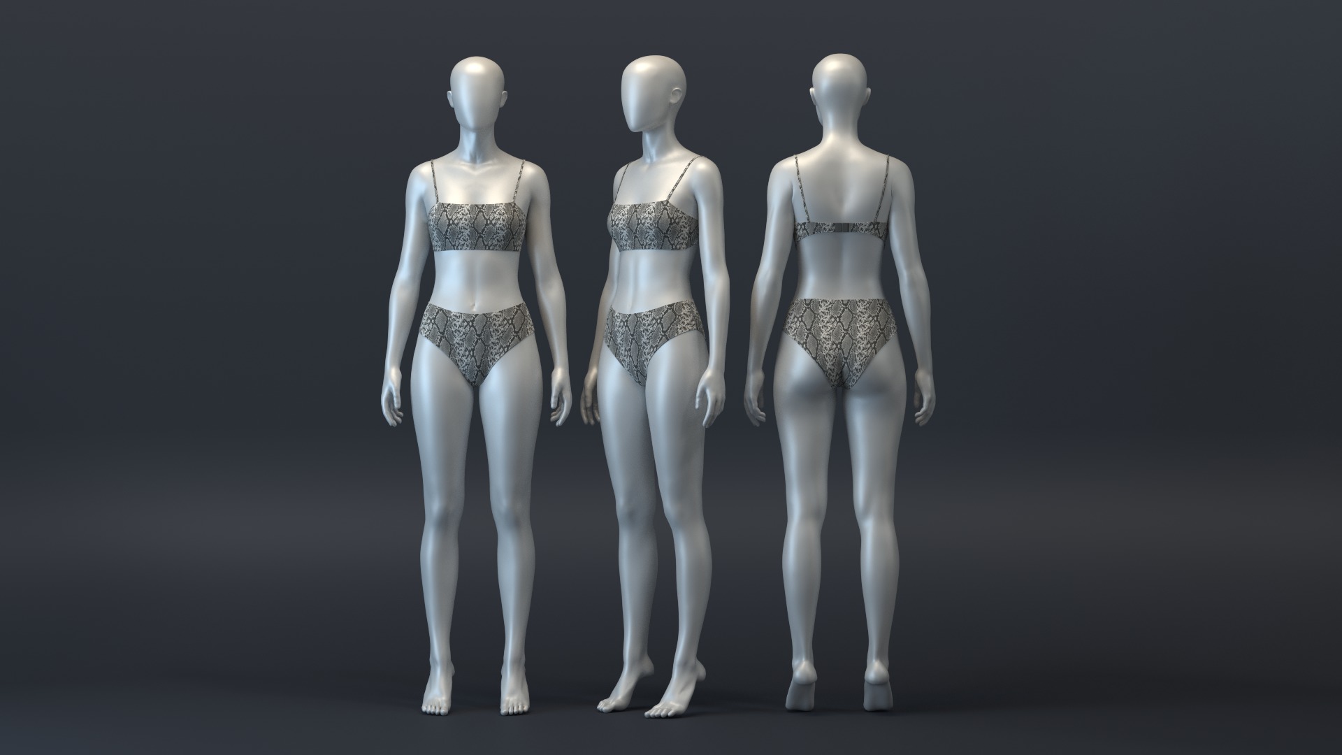 Snakeskin Bandeau and Brief Set 3D model_2