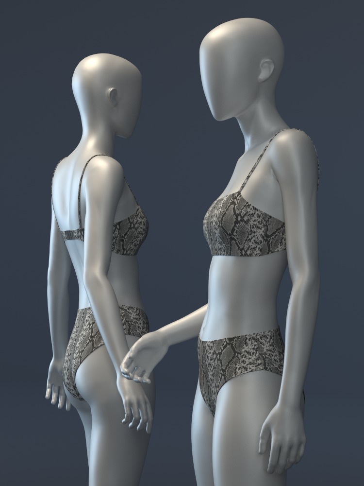 Snakeskin Bandeau and Brief Set 3D model_7
