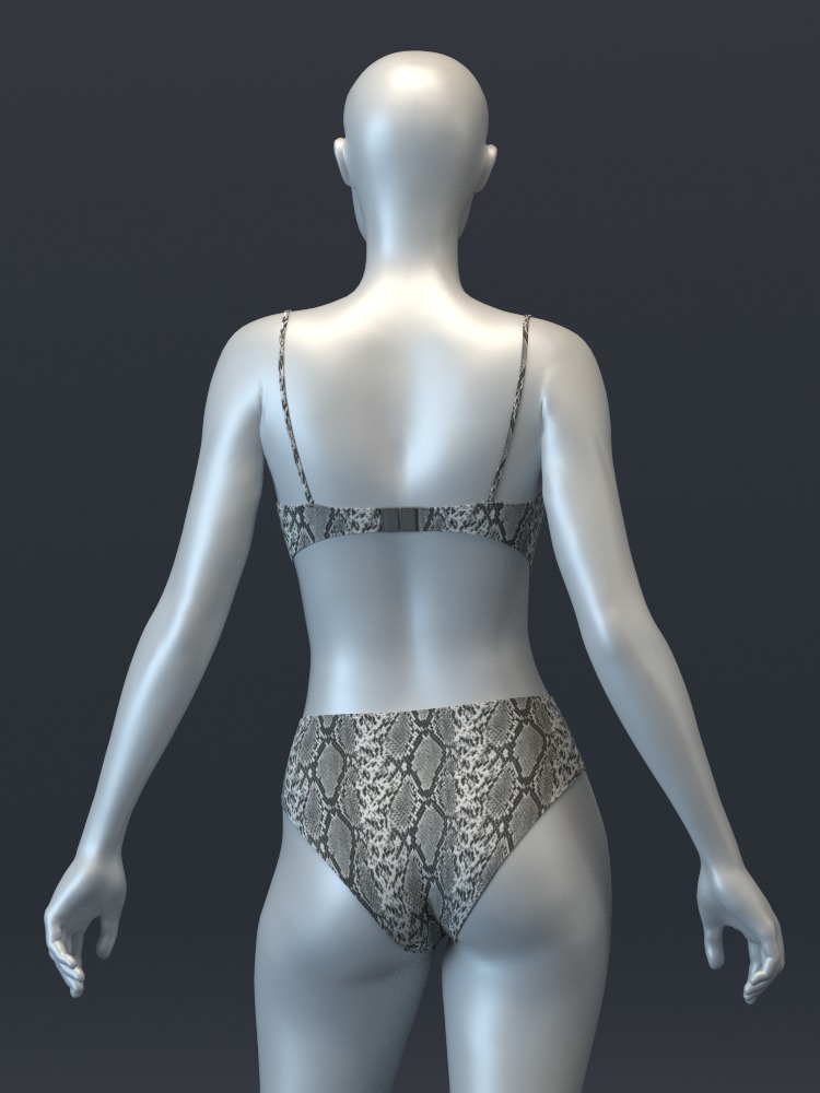 Snakeskin Bandeau and Brief Set 3D model_6