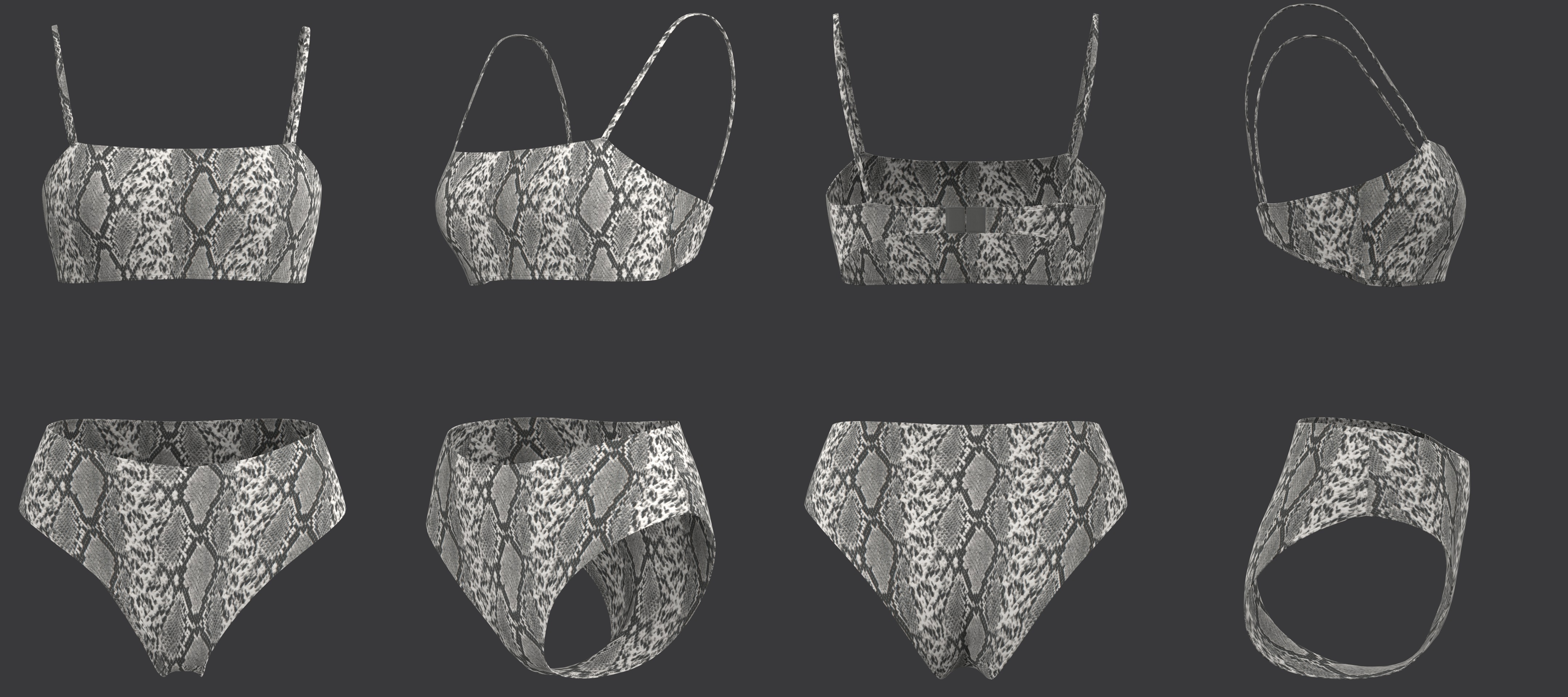 Snakeskin Bandeau and Brief Set 3D model_10
