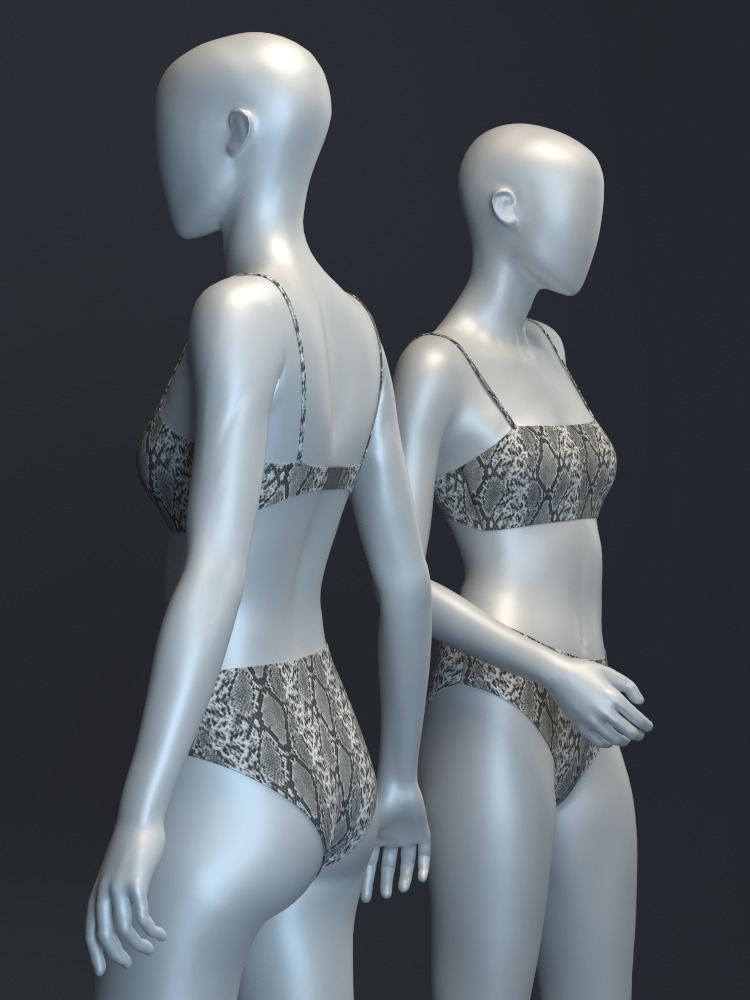 Snakeskin Bandeau and Brief Set 3D model_5