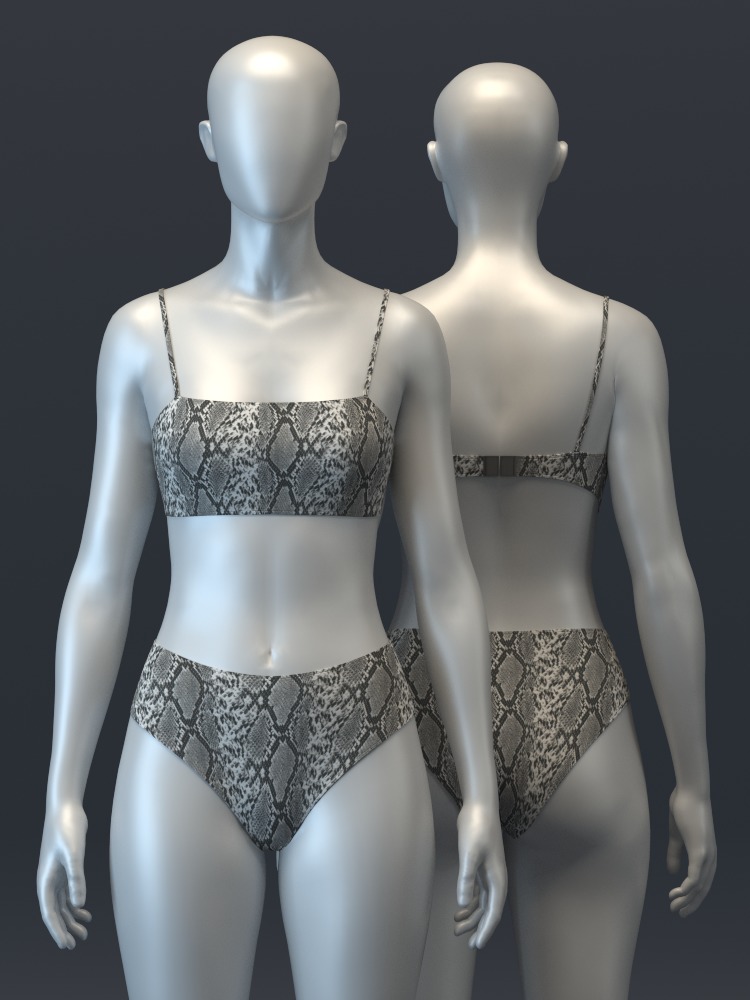 Snakeskin Bandeau and Brief Set 3D model_3