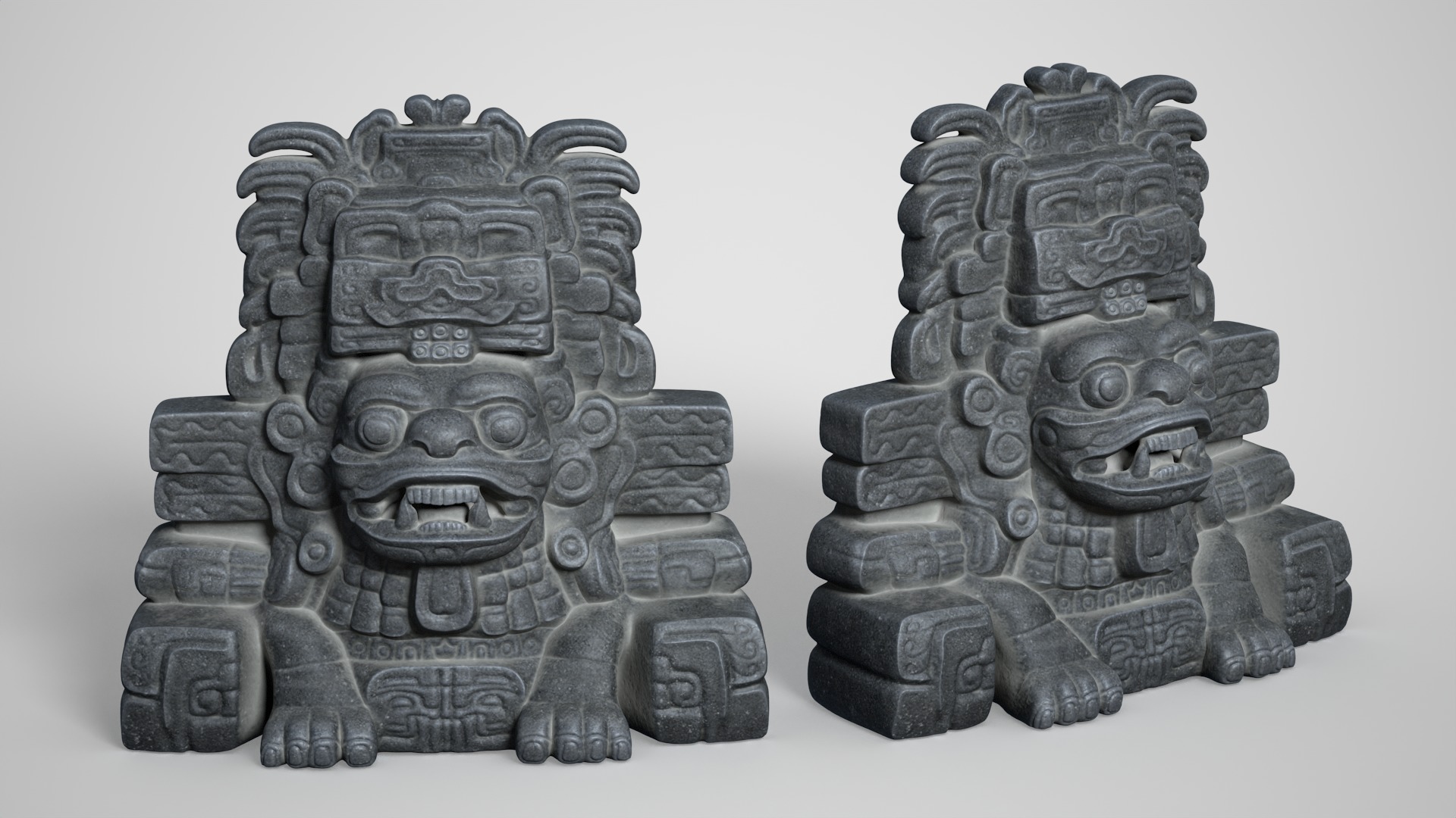 8 Mayan Statues - 241210 Low-poly 3D model_2
