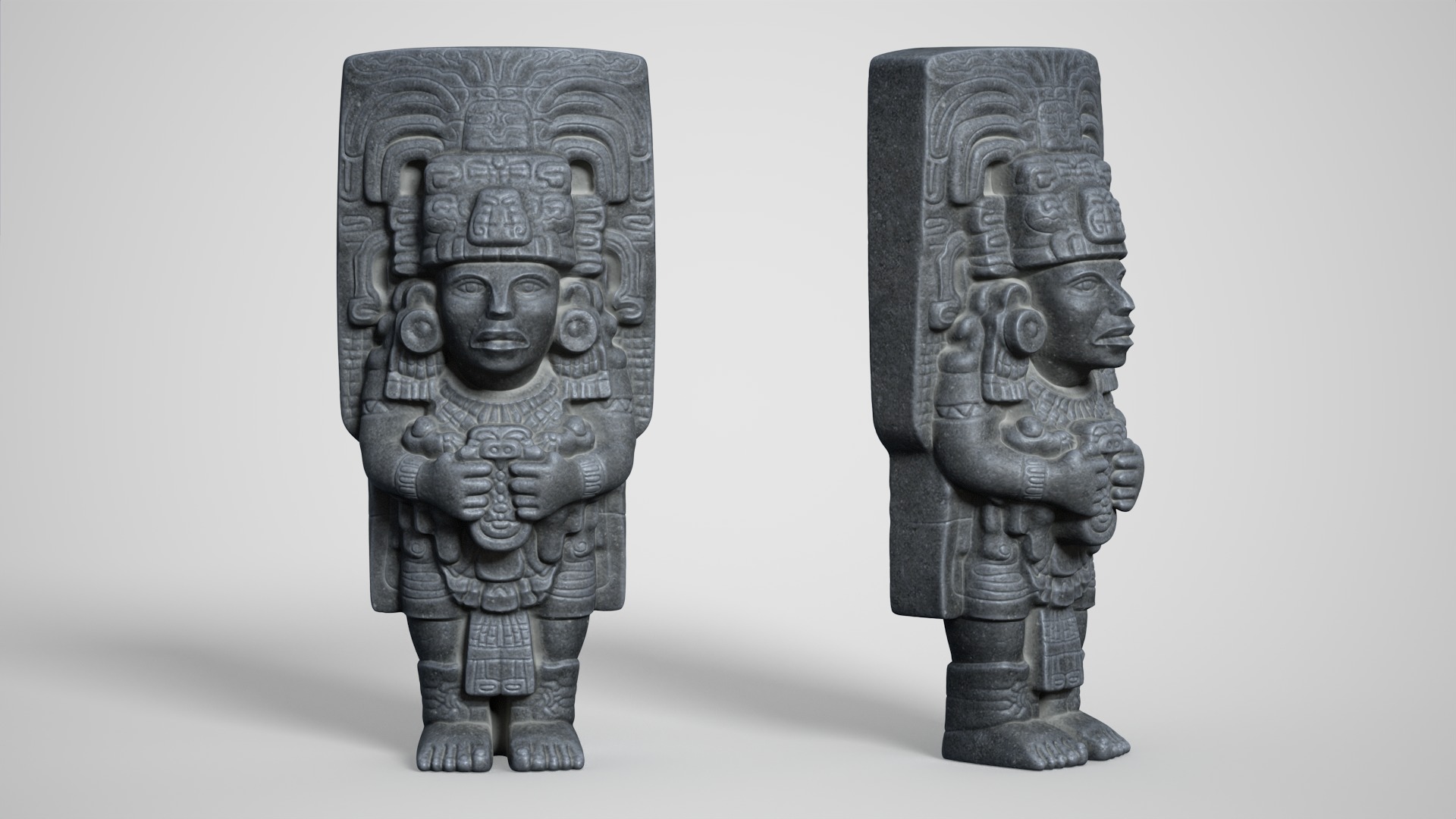 8 Mayan Statues - 241210 Low-poly 3D model_3