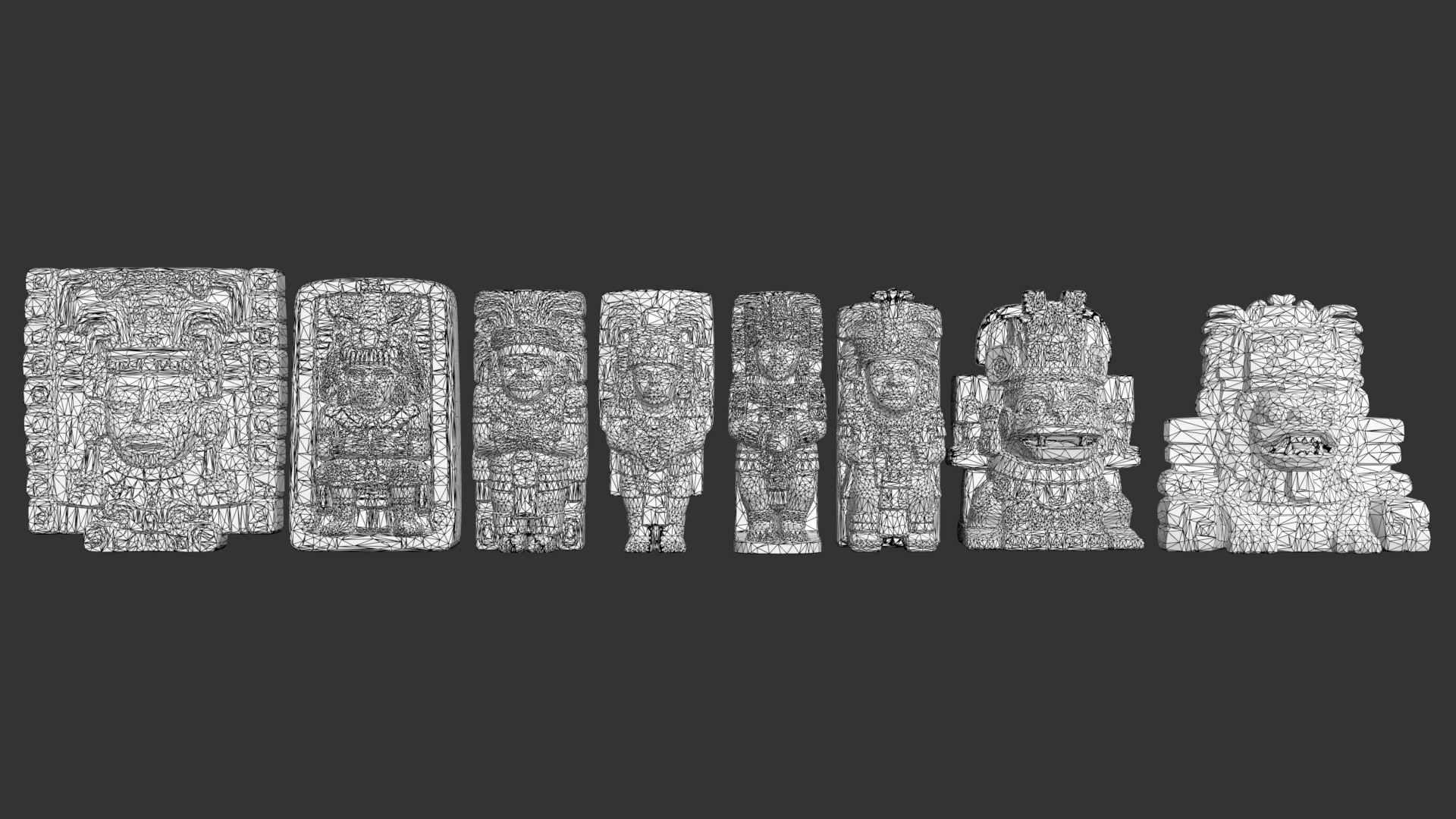 8 Mayan Statues - 241210 Low-poly 3D model_10