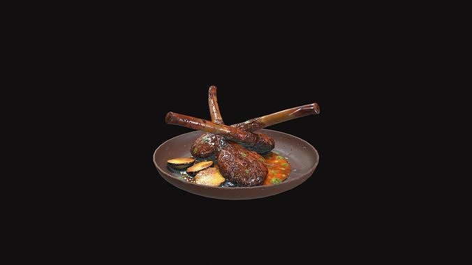 Medieval Lamb Chop V01 Low-poly 3D model 3