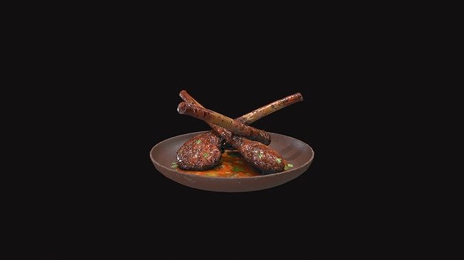 Medieval Lamb Chop V01 Low-poly 3D model 7
