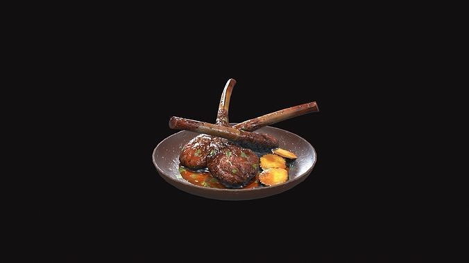 Medieval Lamb Chop V01 Low-poly 3D model 2