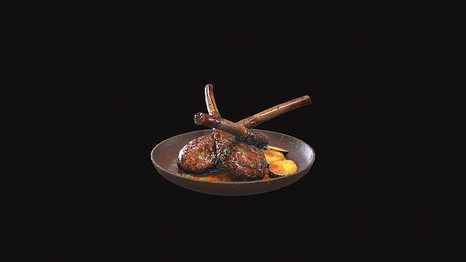 Medieval Lamb Chop V01 Low-poly 3D model 6