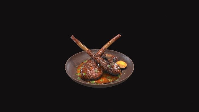 Medieval Lamb Chop V01 Low-poly 3D model 4