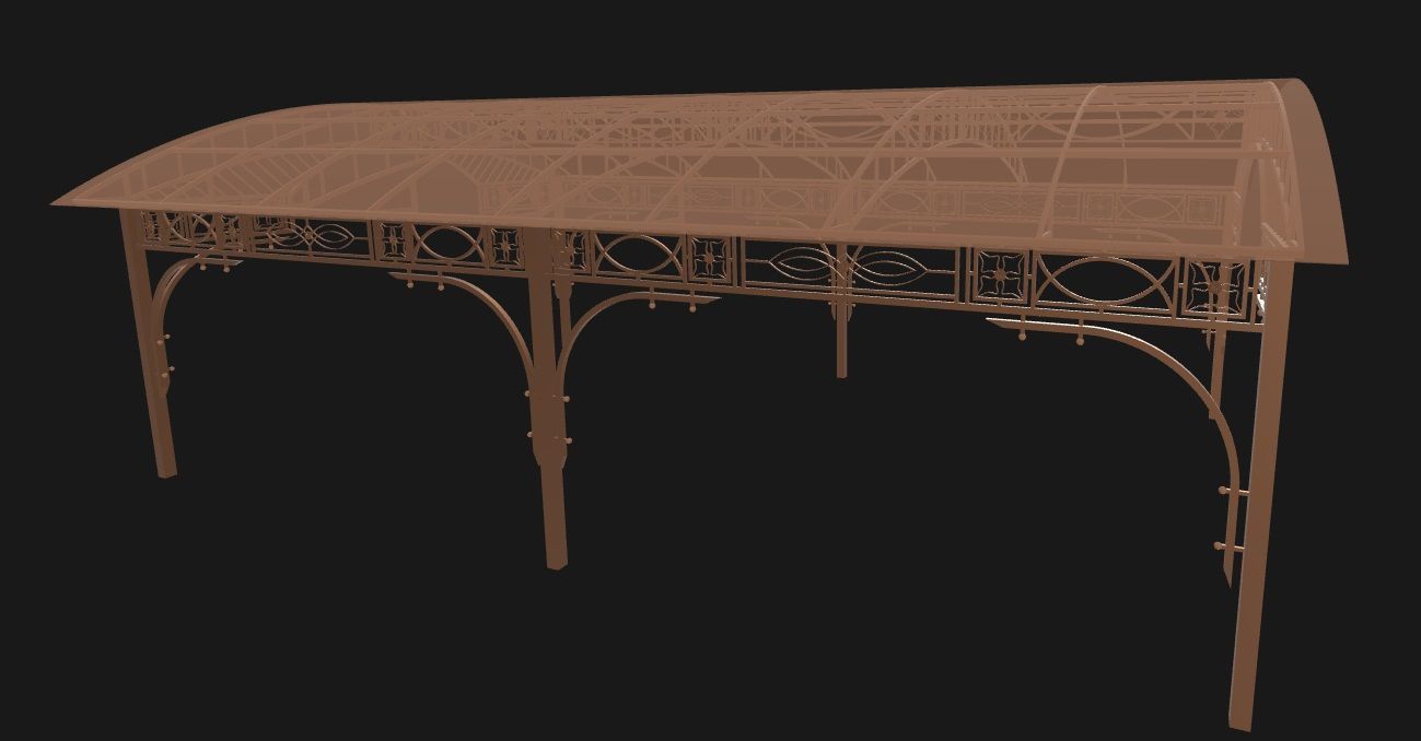 Wrought iron canopy 3D model_3