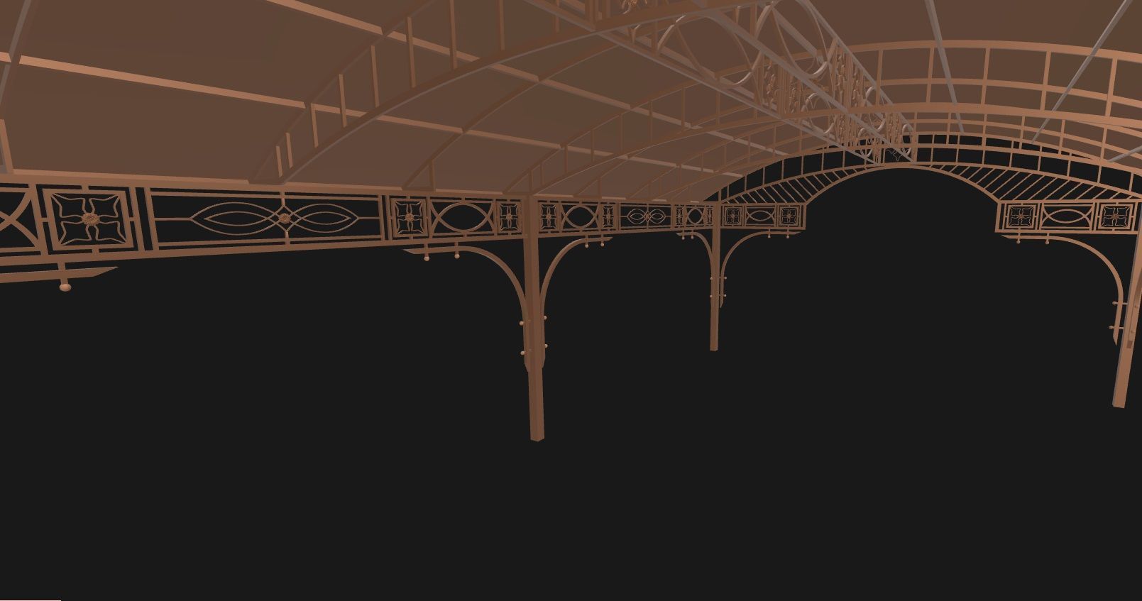 Wrought iron canopy 3D model_4