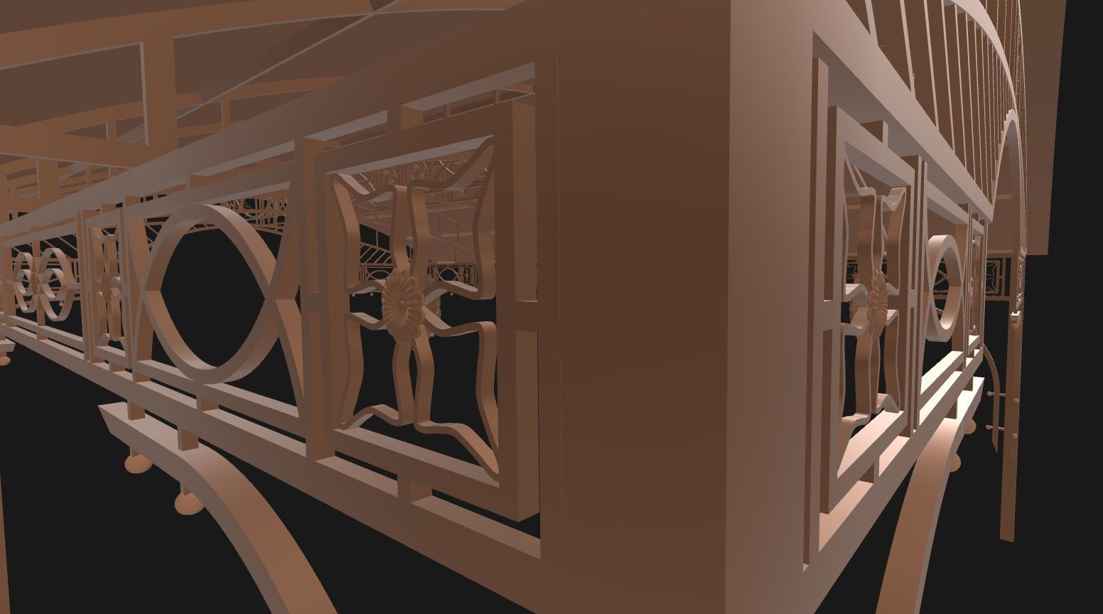 Wrought iron canopy 3D model_6