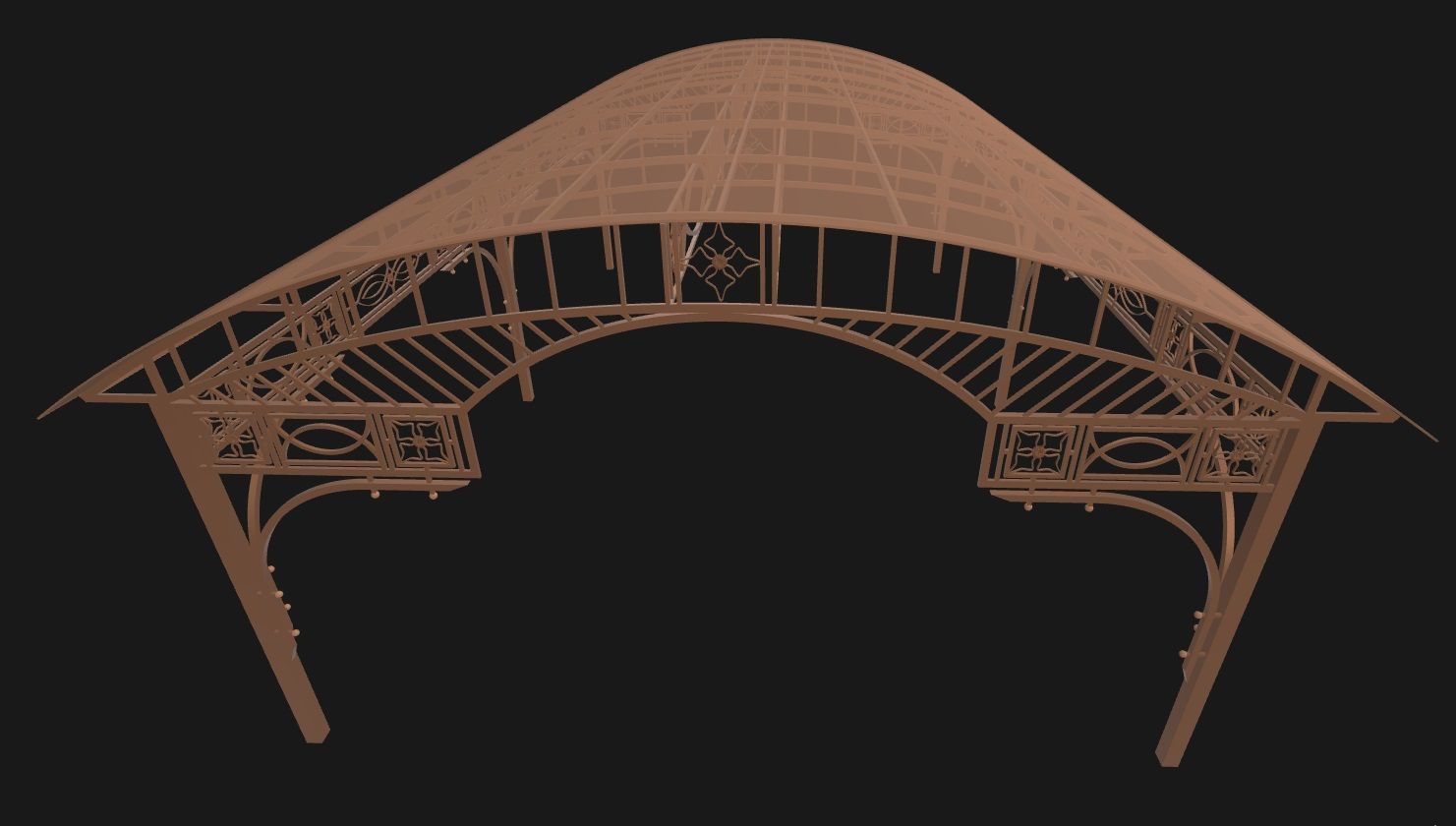 Wrought iron canopy 3D model_2