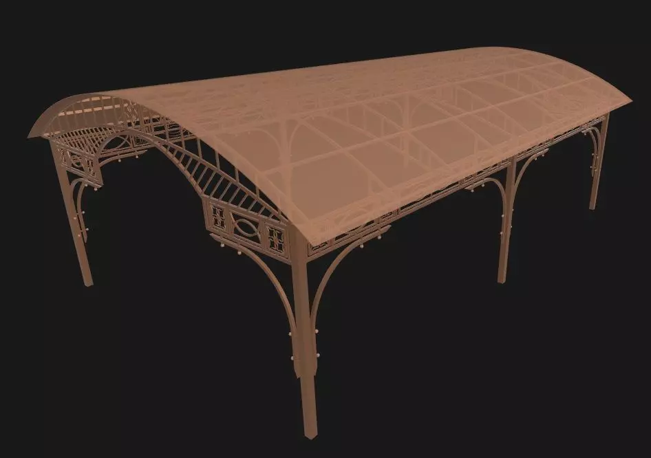 Wrought iron canopy 3D model_0