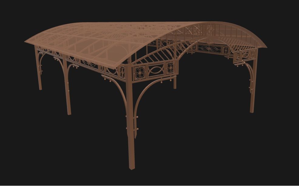 Wrought iron canopy 3D model_1