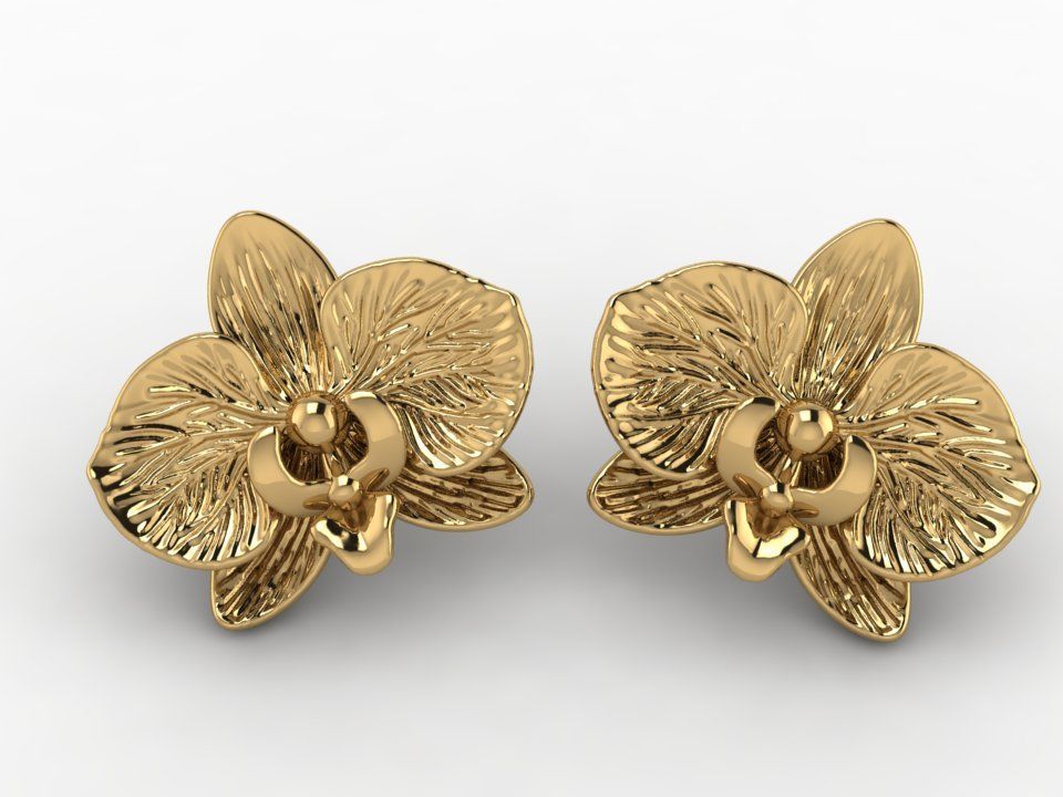  EARRING orchid 3D print model_5