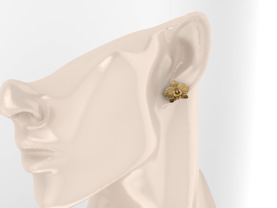  EARRING orchid 3D print model_2