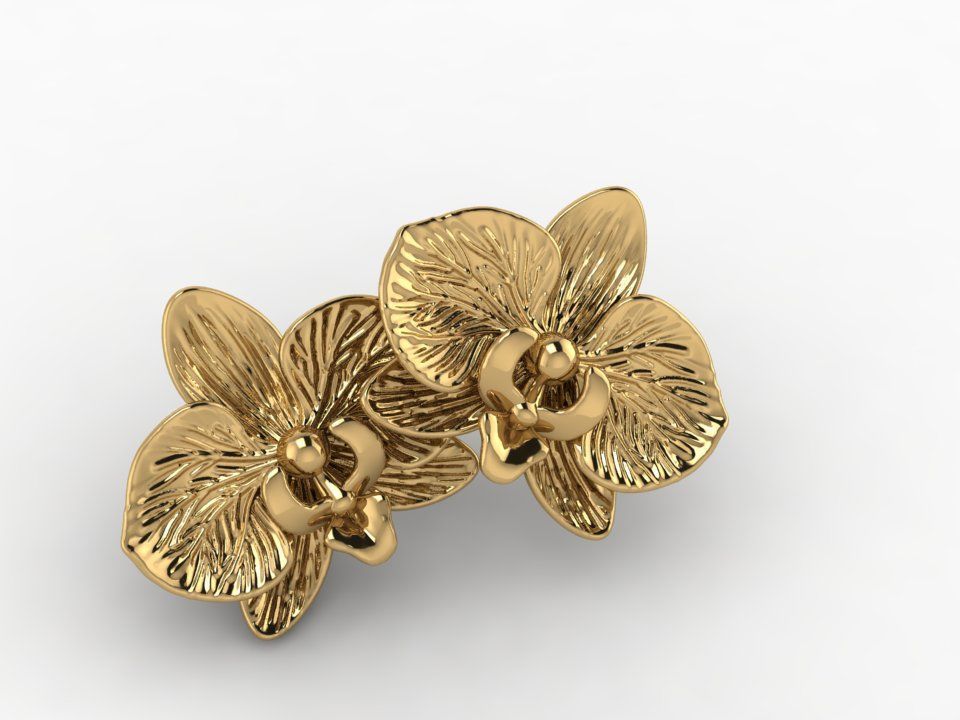  EARRING orchid 3D print model_3