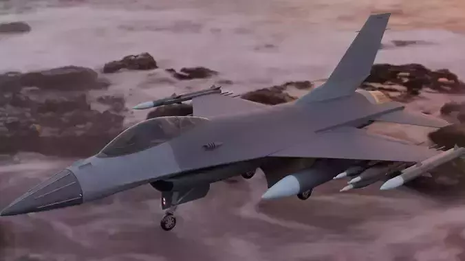 F-16 Fighting Falcon Jet - Game Ready Low Poly 3D Model  PBR 