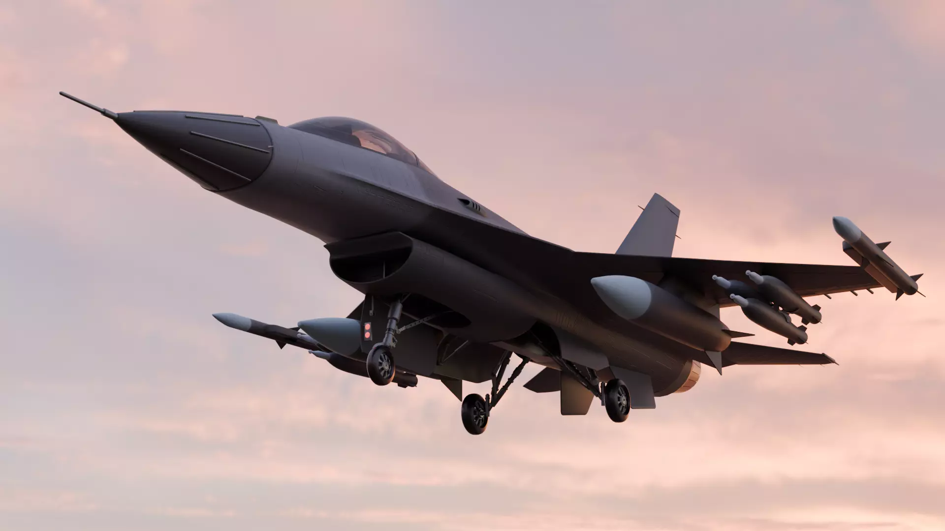 F-16 Fighting Falcon Jet - Game Ready Low Poly 3D Model  PBR  3D model_3