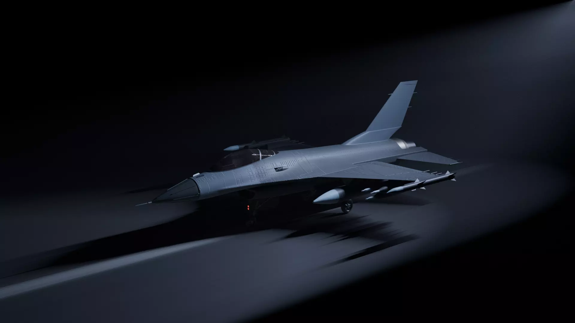 F-16 Fighting Falcon Jet - Game Ready Low Poly 3D Model  PBR  3D model_7
