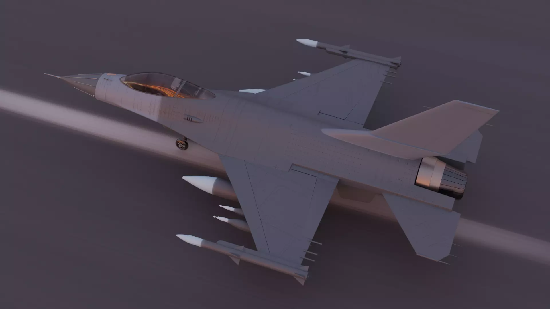 F-16 Fighting Falcon Jet - Game Ready Low Poly 3D Model  PBR  3D model_5