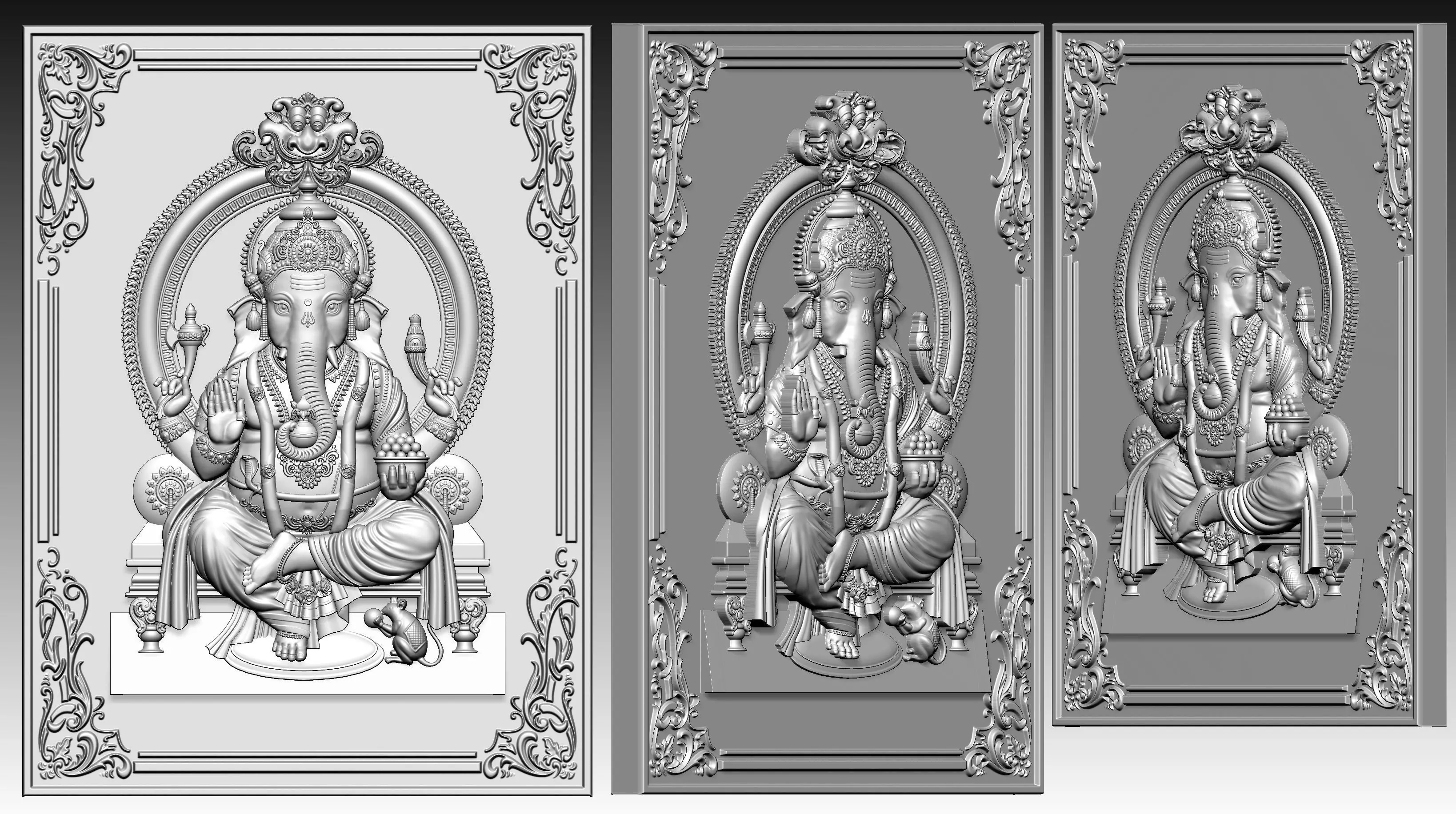 lord ganesha ji  with kirti mukh wall art 3D print model_0