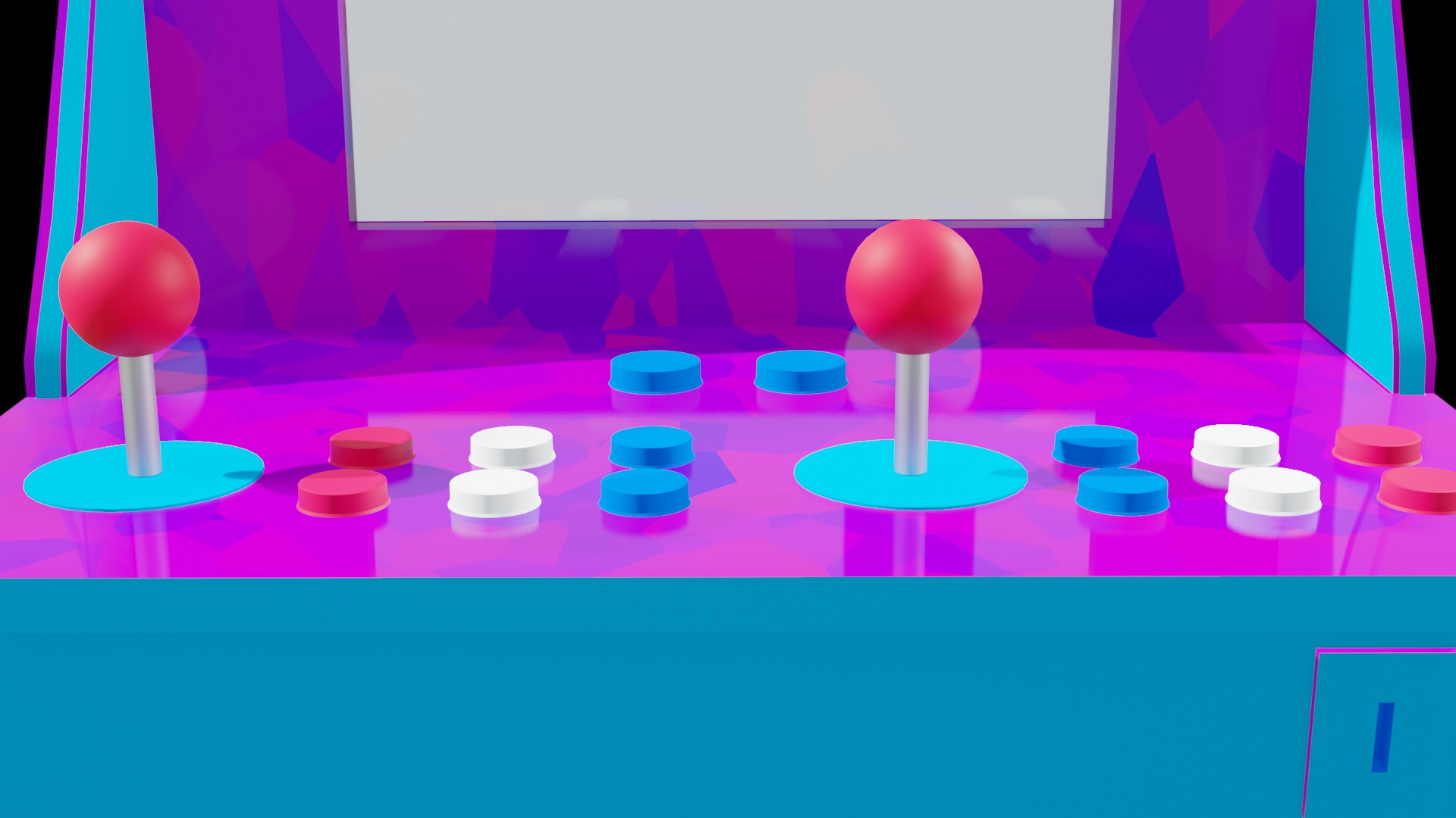  Lowpoly Retro Arcade Machine Low-poly 3D model_7