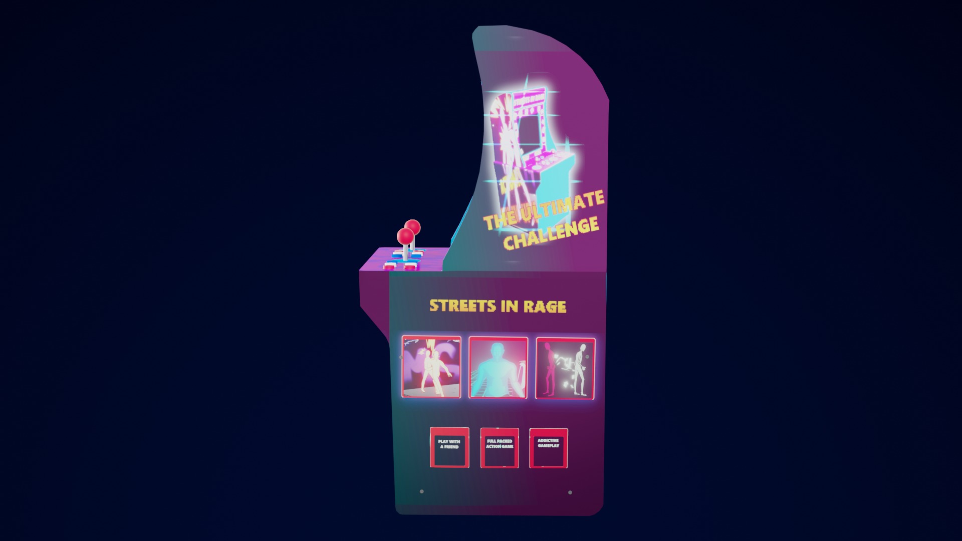  Lowpoly Retro Arcade Machine Low-poly 3D model_5