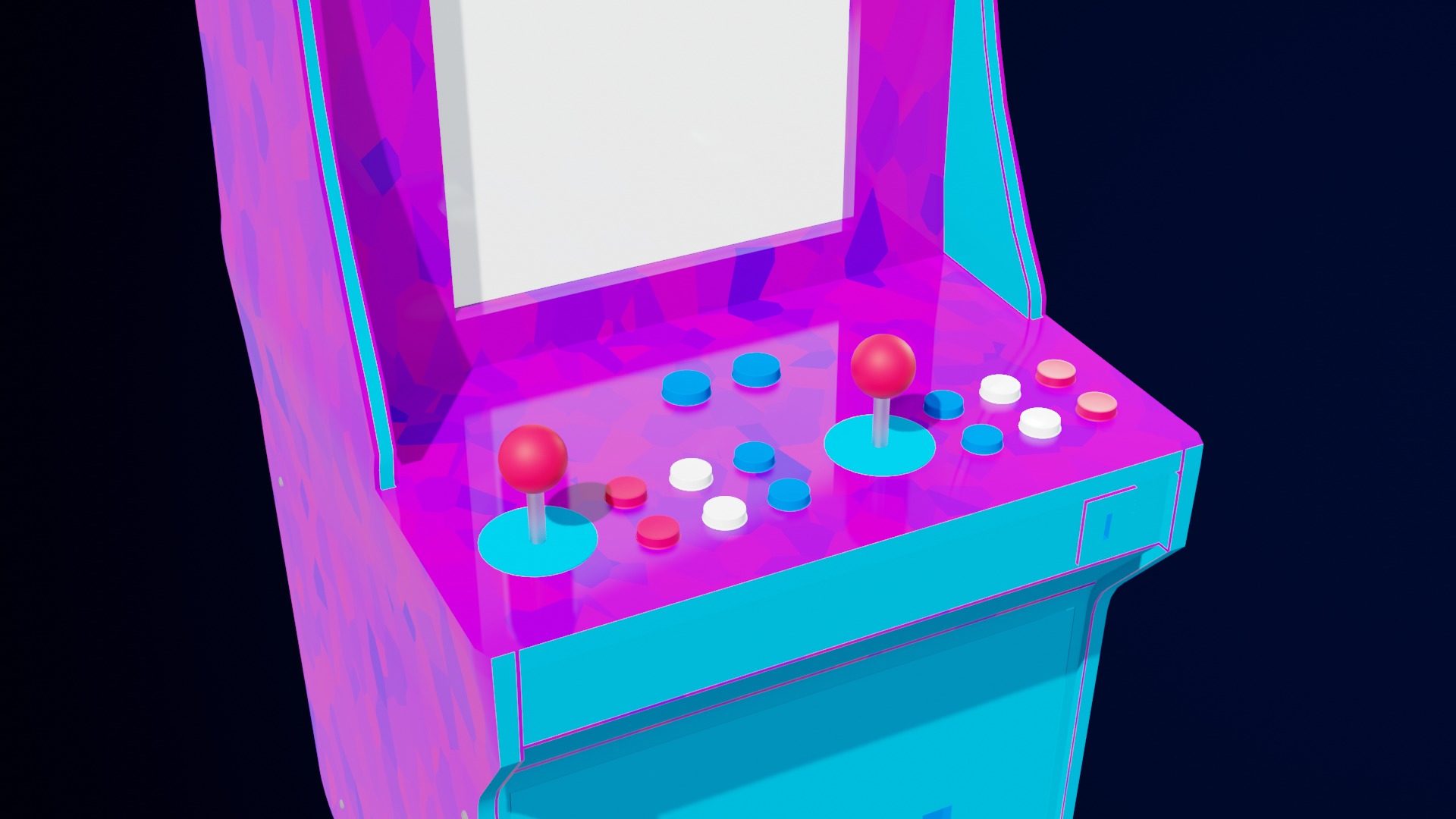  Lowpoly Retro Arcade Machine Low-poly 3D model_6