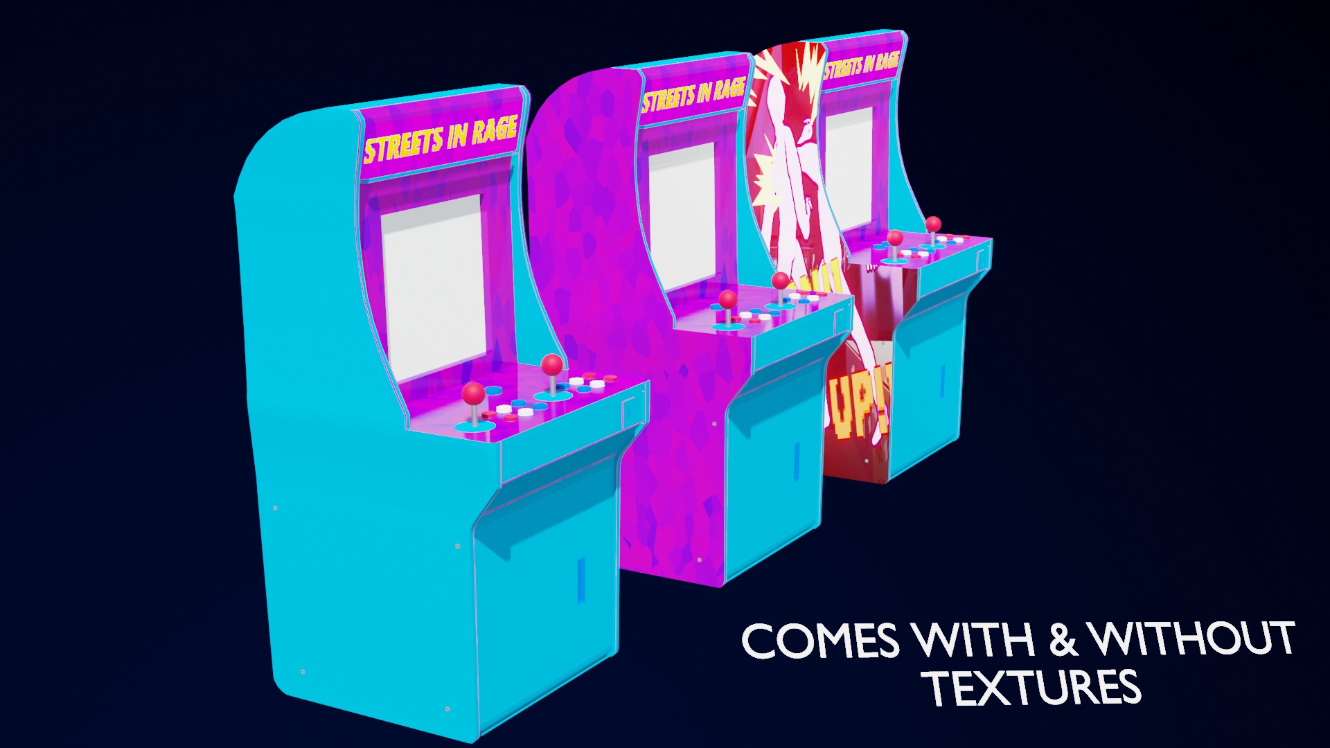  Lowpoly Retro Arcade Machine Low-poly 3D model_8