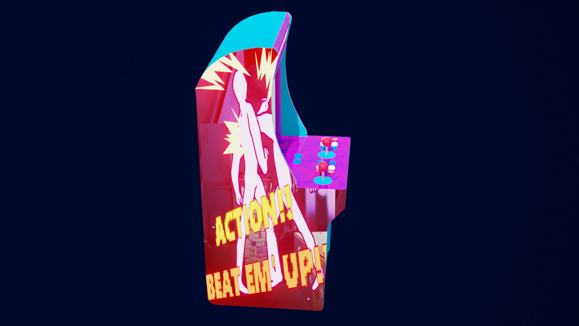  Lowpoly Retro Arcade Machine Low-poly 3D model_3