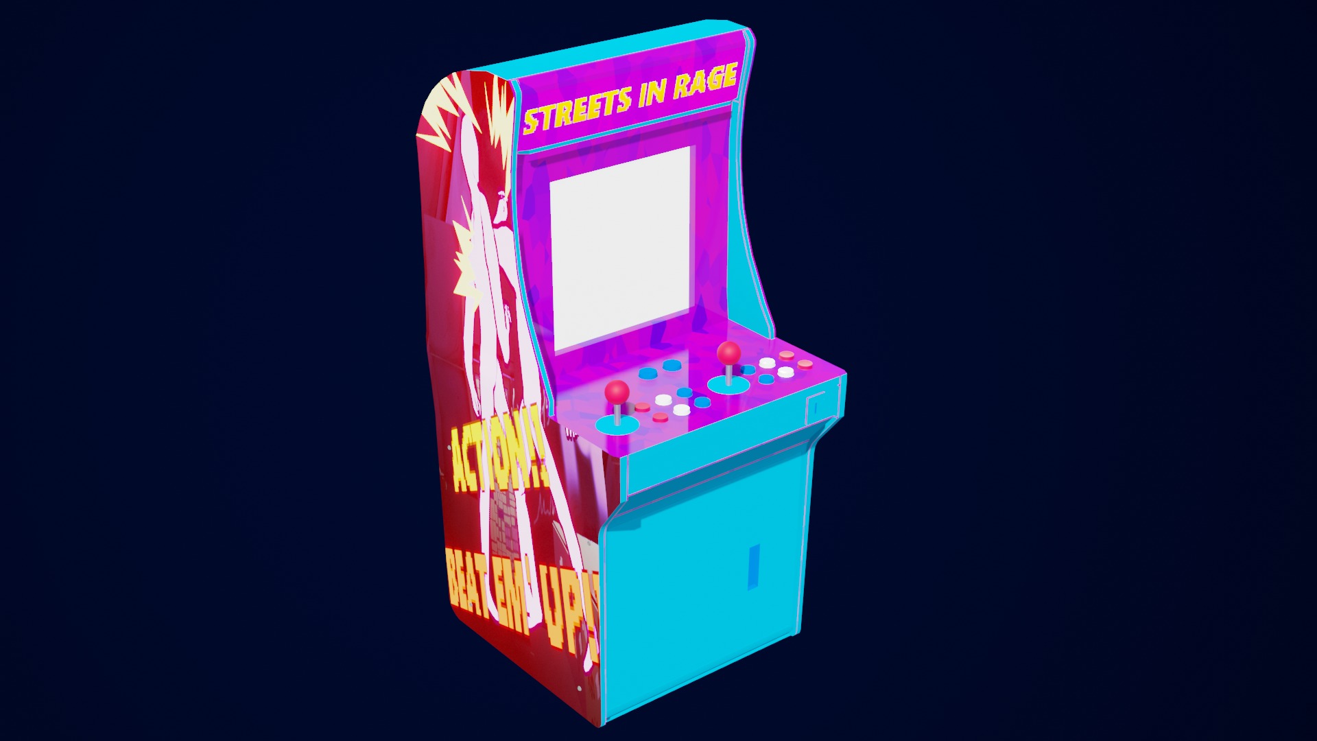  Lowpoly Retro Arcade Machine Low-poly 3D model_2