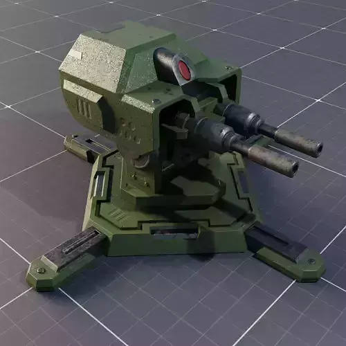 Free Sci-fi Game-Ready Turret Model - Low Poly Asset for Games