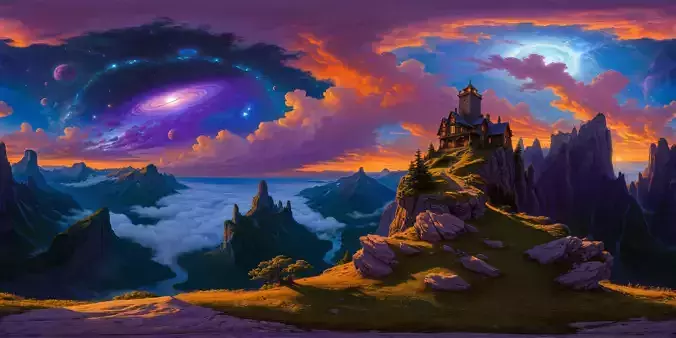 8K HDR Otherworldly Landscape with Towering Cliffs Background