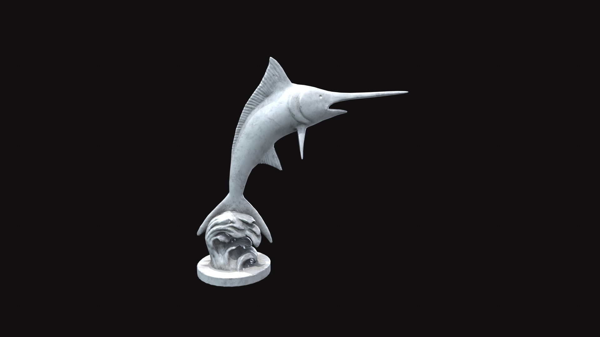 Medieval Swordfish Statue Low-poly 3D model_3