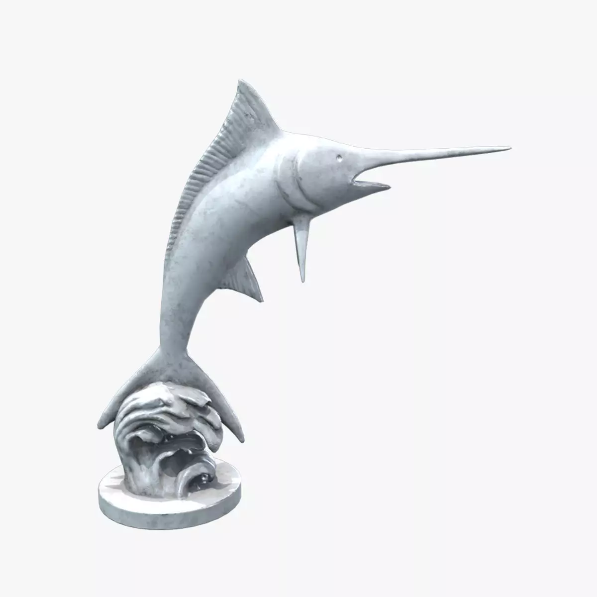 Medieval Swordfish Statue Low-poly 3D model_0