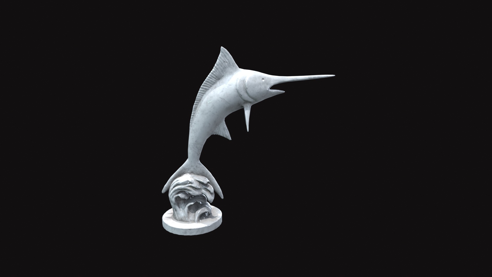 Medieval Swordfish Statue Low-poly 3D model_4