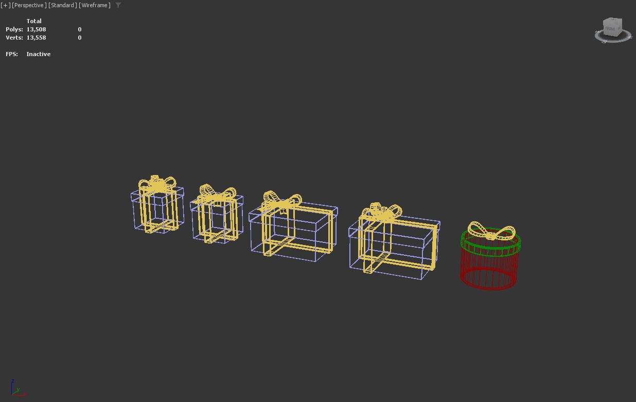 Stylized Low-Poly Gift Present Boxes Set Low-poly 3D model_17