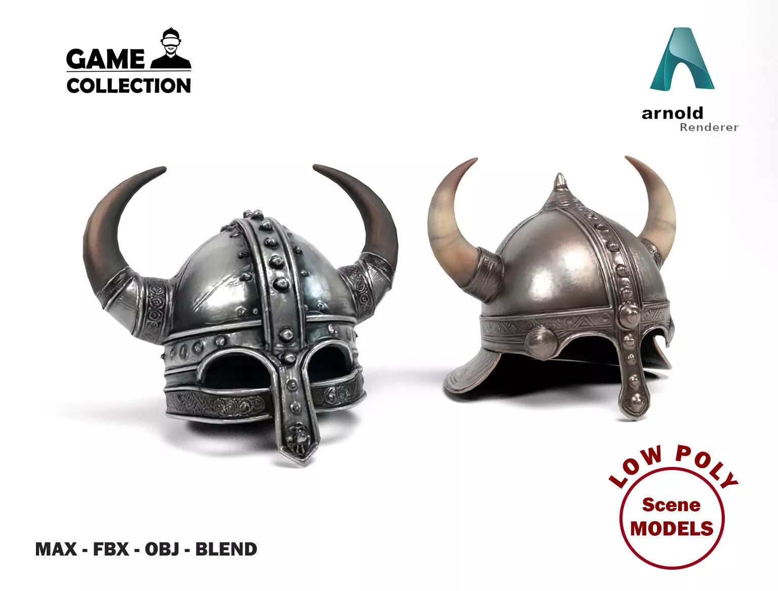 Viking helmets 2 Low-poly 3D model_0